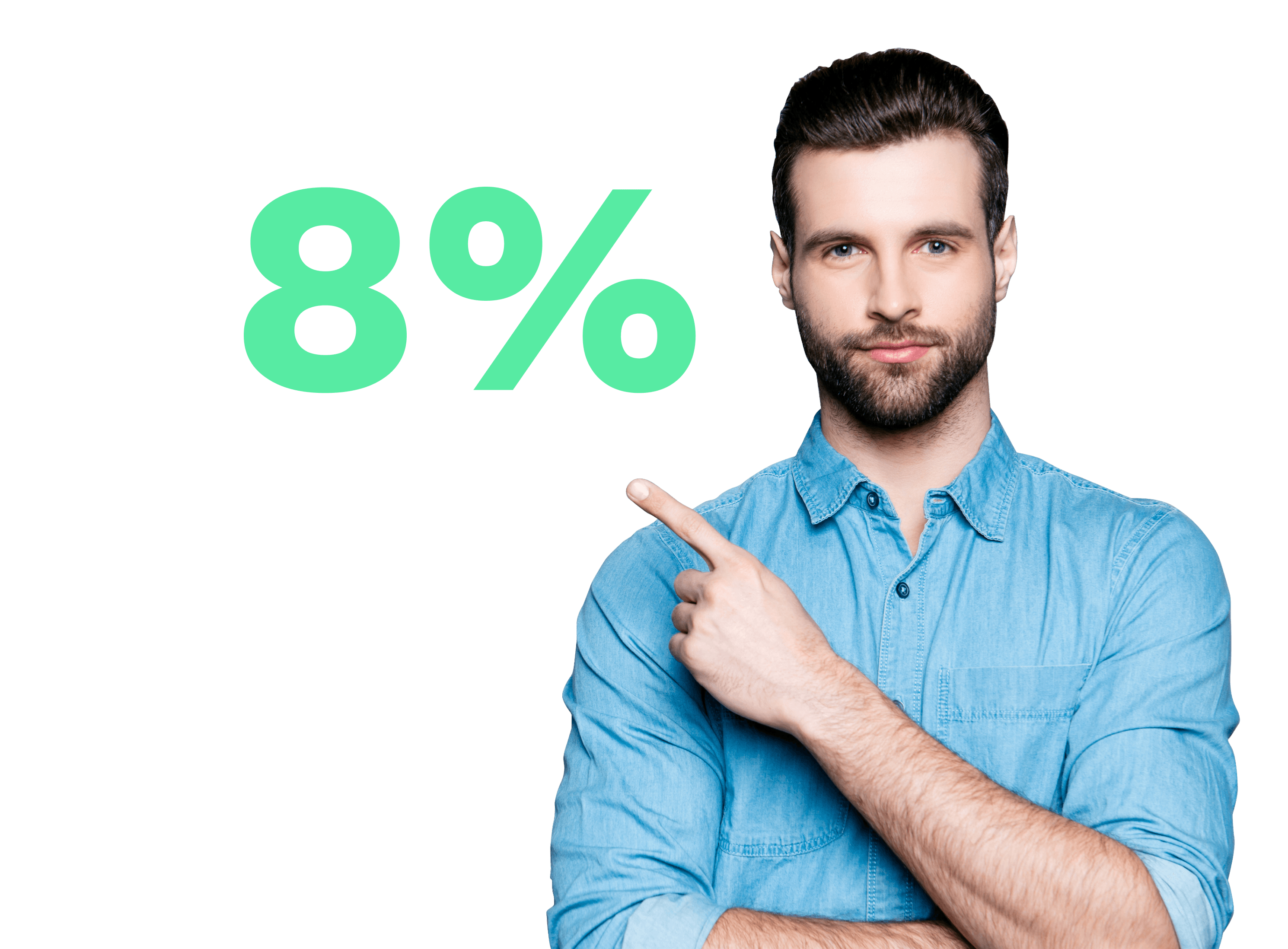 8%-ra mutató férfi